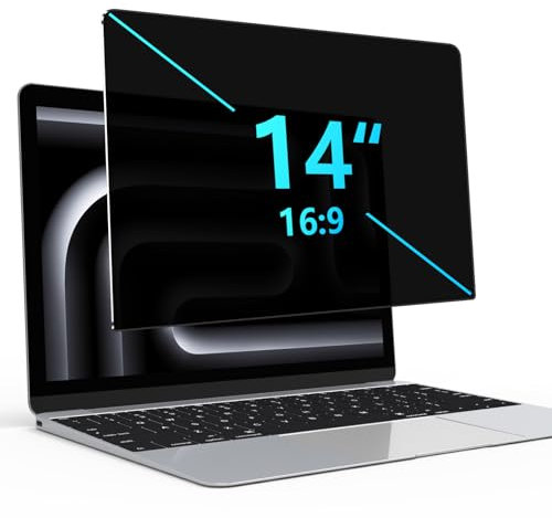 JEHOO Protection D'écran pour 14 Pouces Filtre de Confidentialité Premium Aspect 16:9, Amovible Ecran Confidentialité, Anti-Empreintes Digitales, Protecteur HD Anti-Rayures et Amovible