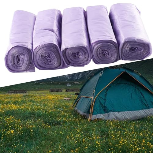 Hygienische Campingtoilette, 5 Rollen Kompostierbeutel für Zuhause, Festivals und mehr (Rosa)