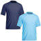 TIZAX 2 Pezzi Maglietta Anti UV da Nuoto Uomo Costume da Bagno a Manica Corta UPF 50+ Protezione Solare Rash Guard T-Shirt da Bagno Asciugatura Rapida Blu Marino+Blu Chiaro XL