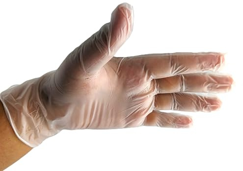 Sunrise Packaging Pack of 100 - Powder-Free Vinyl Gloves, Nitrile Gloves, Durable Latex-Free, Non-Sterile, Chemical Resistant Disposable Gloves (CLEAR Vinyl Gloves, Large)