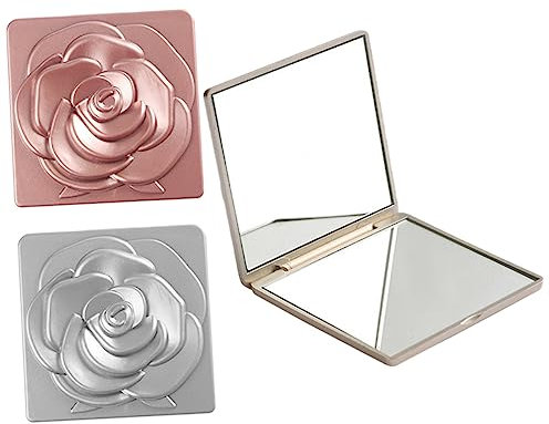 Beatifufu 3stücke Teiliges Tragbarer Kosmetikspiegel Rosenmuster Handlich Und Faltbar Doppelseitiger Spiegel Für Und Alltag Roségold Champagnergold Und -Silber