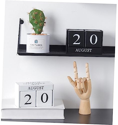 STOBOK Tischkalender aus Holz Schwarz Handkalender Kalenderdekoration Holzkalender Tischkalender für Schreibtischdeko