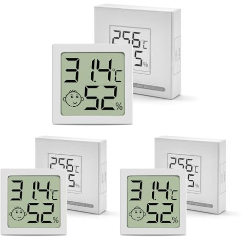Lot Thermometre Interieur Maison, Mini LCD Digital Thermomètre, Hygromètre d'intérieur Mural Petit pour Chambre Bébé, Chambre à Coucher, Salon et Cuisine, 3 Pièces
