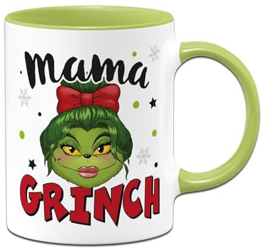 Tasse Mama Grinch - Weihnachtstasse lustig, Kaffeetasse als Geschenk für Deine Mama, Frau an Weihnachten - Miss Grinch Frau für Mütter (Grün)