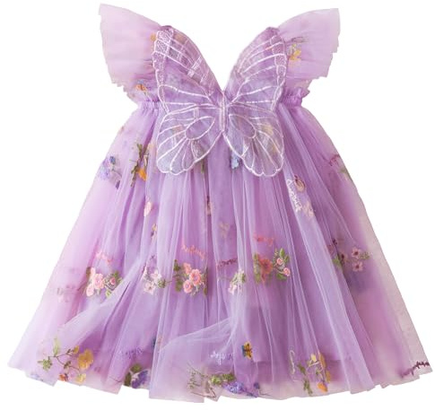 AIEOE Bebé Niña Vestido de Princesa con Lazo de Tul Elegantes Vestidos Sin Mangas para Fiesta de Carnaval para 1-2 Años Morado
