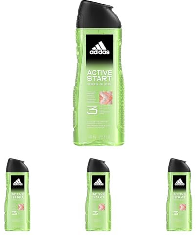 Adidas Active Start Shower Gel, gel de ducha 400ml (Paquete de 4)