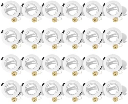 KEJIYILT GU10 Einbaustrahler Rahmen 24er Set, LED Spots 230V Schwenkbar aus Edelstahl Gebürstet Einbauspots Rund Deckenspots inkl. Fassung für GU10 LED order Halogen