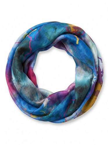 styleBREAKER Damen Loop Schal Aquarell Viskose | 83x48 cm Maß, kratzfreies Gewebe, 2-mal flexibel um den Hals wickelbar, fließende Farbübergänge.