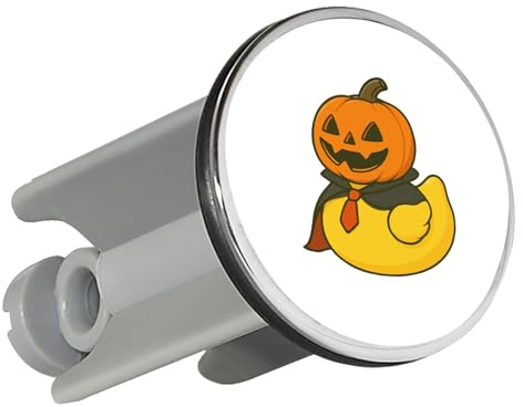Huuraa Waschbeckenstöpsel Quietscheente Halloween Comic Gummiente Geschenk | Universal Stopfen 4cm höhenverstellbar Abflussstopfen Geschenkidee Stöpsel mit Motiv für das Waschbecken