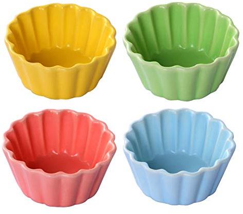 Ramekin for Baking Ceramics Chocolate Souffle Baking Creme Brulee Dishes Matte Glaze, Jelly Pudding Baking Mold Bowl,4pcs