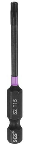 sourcing map Punte per cacciavite a percussione T15 Torx da 1/4 gambo esagonale 2,6 (65 mm) lungo magnetico senza foro a prova di manomissione 6 punte a stella cacciavite punte per trapano in