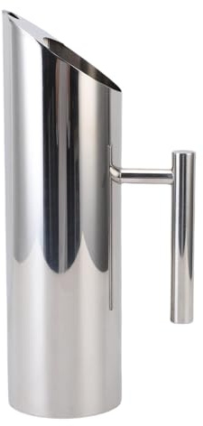 HELEVIA 304 Jarra de Jarra de Agua de Acero Inoxidable, Jarra Moderna de 1,5 Litros con Recipiente de Bebidas para Manejar, para café con Jugo de té Caliente helado. (Plata)