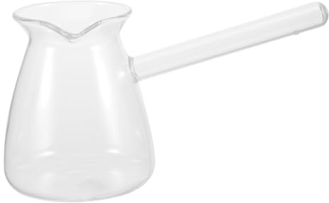 UTHCLO Olla Pequeña Con Asa 450 Ml De Vidrio Transparente De Borosilicato Resistente Al Calor Para Cocinar y Preparar Sopas Cocina Diaria