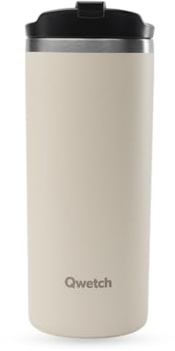 QWETCH - Taza de viaje isotérmica - Arena 470ml - Termo de café y té de acero inoxidable - 6h caliente y 12h frío - Hermético, taza para llevar
