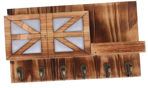 PENIKOKO Chiavi da Parete in con Mensola e Ganci Organizer Decorativo per Ingresso Appendiabiti con Mensola per Cappotti e Chiavi Montaggio Muro Facile Colore