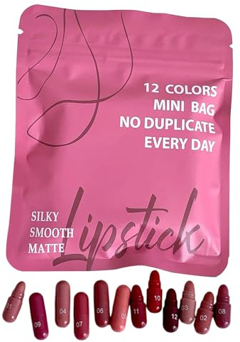 Mini rouge à lèvres - 12 couleurs - En velours mat - Ne décolore pas - Imperméable - Pour mère, épouse, petite amie