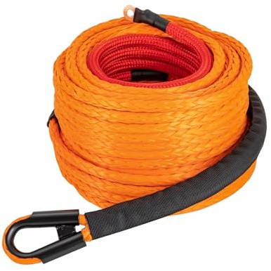Cable de cabrestante sintético de 28 m (23809 lb) con gancho y guías for vehículos todoterreno 4x4, ATV, UTV y SUV (naranja)