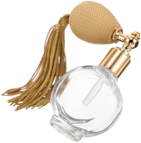 SEWACC Flacone Spray Ricaricabile Piccolo per Profumo in Vetro Robusto con Pompetta a Bulbo e Nappa Atomizzatore da Viaggio Compatto per Polveri e Trucco Spruzzatore Regolabile per Uso