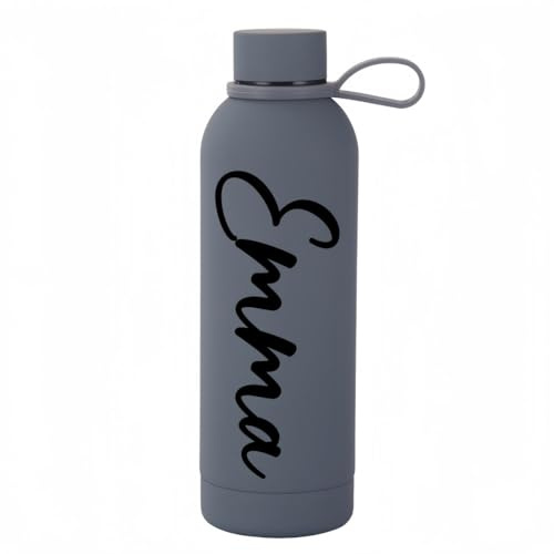 Vaso Personalizado Con Correa De 17 Oz, Botella Deportiva Térmica De Acero Inoxidable Con Aislamiento Personalizado Con Nombre, Como Regalo Para Entusiastas De Los Deportes De Equipo(Gray)