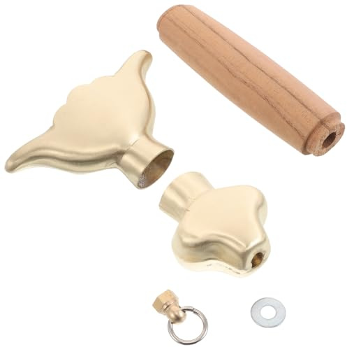 Mikikit Poignée de Rechange en Cuivre et Bois 17 CM pour Sabre Chinois Wushu Tai Chi Kit de Réparation Métallique Solide Accessoires D’Entraînement Arts Martiaux Kung Fu
