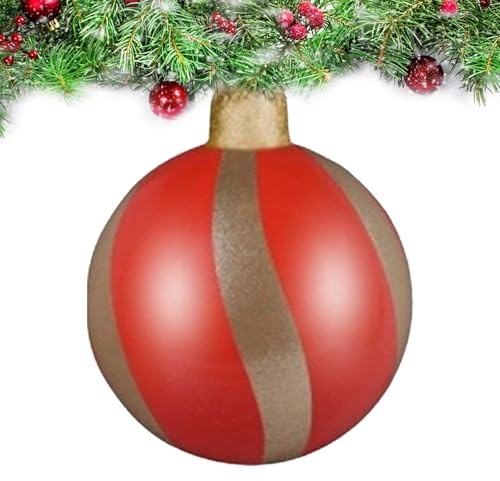 Aufblasbare Weihnachtskugeln Für Draußen - 60 cm Dekoration für Festtage | Aufhängbarer Weihnachtsschmuck - Für Geländer Rasen Garten Eingang Wohnzimmer Schlafzimmer Büro Hausbesitzer Geschäft