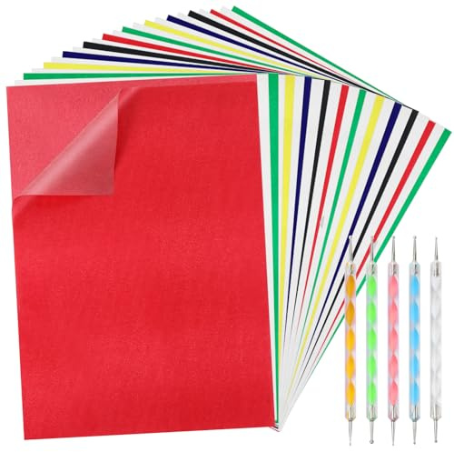 CHRORINE Juego de 200 hojas de papel de calco de carbono con 5 herramientas de puntos en relieve, papel de copia de transferencia para trazar dibujo en madera, lona, tela y otras superficies, tamaño