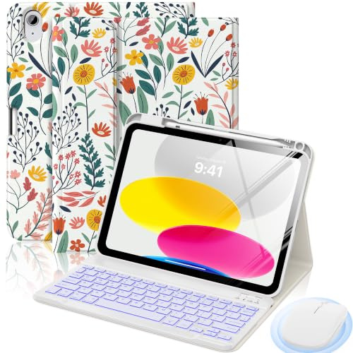 MoKo Funda con Teclado para iPad 11.ª Gen A16 11 2025 con Ratón, Flores