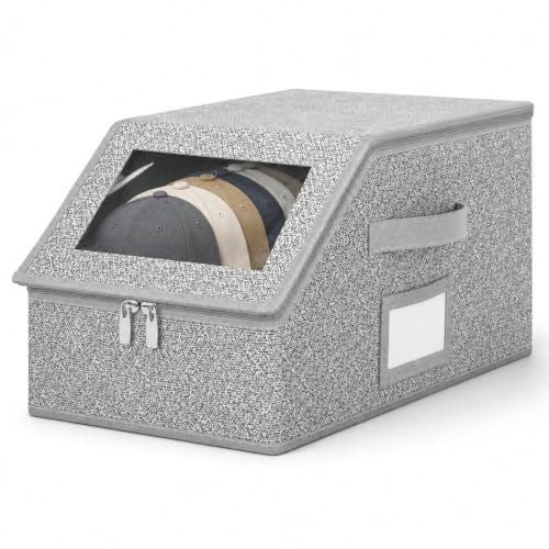 Stackable Baseball Cap Storage Box, Dust-Proof Hat Organizer with Clear Lid