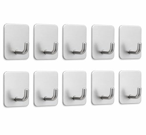 10 Pièces Crochets Adhésif Crochet Mural Acier inoxydable Porte Serviettes, Crochets Adhesifs Muraux Pour Cuisine et Salle de Bain, Accroche Torchons Cuisine et Serviettes, Organisation Facile