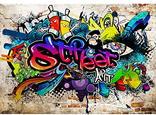 Runa Art Fototapete Graffiti Streetart Modern Vlies Wohnzimmer Schlafzimmer - Made in Germany - 308 x 220 cm Bunt 9218010b