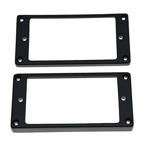 dopro Set von 2 Humbucker Pickup Ring Tonabnehmer Einbaurahmen gebogen oder flach unten 35 Für Hals-Tonabnehmer und 79 Für Bridge Tonabnehmer Flat Bottom schwarz