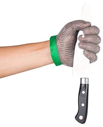 ThreeH Schnittschutzhandschuhe 304L Edelstahlgewebe Küchenmetzger arbeitet schneiden Schutzhandschuhe GL08 XS (1 Stück)