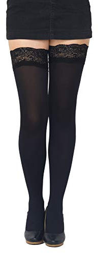 SENTELEGRI Färgglada ogenomskinliga 40 Denier mikrofiber hold ups strumpor, storlekar S-XXL, Svart, XL