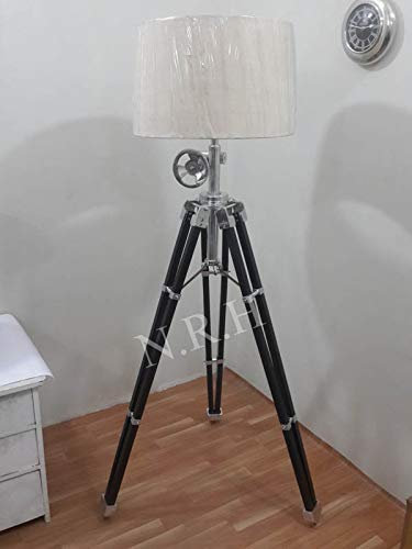 Trépied en bois de teck pour lampadaire de style nautique vintage
