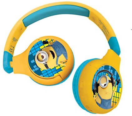 Lexibook, Les Minions Casque Bluetooth, HPBT010DES | 2-en-1 Bluetooth et filaire, Sécurité enfants, Pliable, Réglable, Jaune