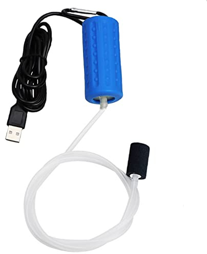 Bomba Aire Acuario USB Mini Oxigenador Acuario Portátil Ultra Silenciosa Ahorro de Energía bomba aireador acuario con Piedra de Aire y Tubo de Silicona de una Salida 1W (azul cielo)