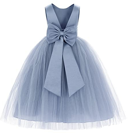 ekidsbridal V-Back Satin Flower Girl Dress Toddler Communion Gown Formal Dresses 219T 4