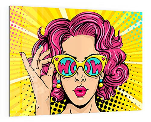 DEQORI Glas-Magnettafel | 120x90 cm groß | Motiv Frau mit Sonnenbrille | Memo-Board aus Glas | Magnetboard inkl. Magnete, Stift & Tuch für Küche & Büro | Tafel magnetisch & beschreibbar