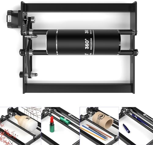 SCULPFUN Rodillo rotativo láser, módulo de rotación de eje Y, grabado láser, cabezal de rotación láser de 360° para grabar objetos cilíndricos