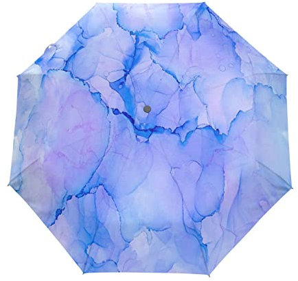 KAAVIYO Translucent Paints Blue Marble Automatic Umbrella Windproof Foldable Umbrells Auto Open Close for Girls Boys Women