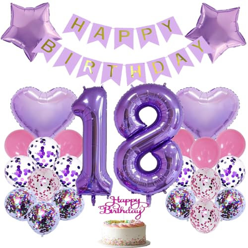 Luftballon 18 Geburtstag Lila Folienballon 18 jahre Geburtstag dekoration mädchen Luftballons Lila Geburtstag Happy Birthday Folienballon 18 Geburtstagsdeko Mädchen Geburtstag Deko Mädchen lila