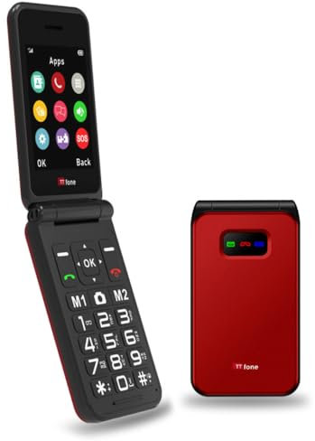 TTfone TT760 4G USB-C Mobile Phone for the Elderly, Simple and easy to use flip folding cell cheap and easy to use, EE Pay as you go (Red, with USB Cable)