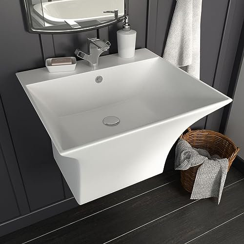 Lavabo Suspendu, Vasque à Poser Lavabo Lave Main Lavabo mural Céramique Blanc 500 x 450 x 410 mm