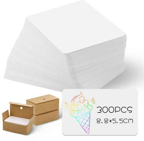 JIANTA 300 Pièces papier cartonné blanc, 8.8 x 5.5CM Flashcards, 250 g/m² Cartes À Jouer Blanche, Brillant et Mat, Cartes de notes, Fiches d'étude, Carte de Postale Blanche