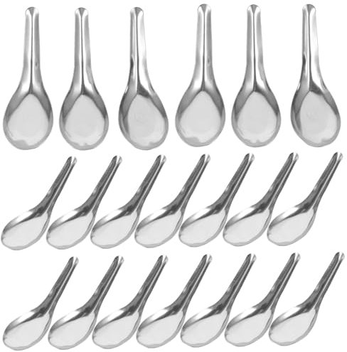 MAGICLULU 50 Pcs cucharas de arroz chino utensilios coreanos helado cucharas soperas fideos ramen cucharas de sopa de acero inoxidable cuchara gruesa mini Fideos tirados a mano Corea del Sur