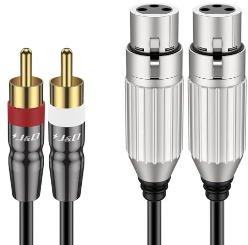 J&D Cavo da 2 RCA a 2 XLR, Cavo Audio Stereo Hi-Fi Sbilanciato, Adattatore 3 pin Femmina XLR a Doppio RCA Maschio Connettore per Altoparlanti, Microfoni a Condensatore, Mixer, Amplificatori, 4,5 M