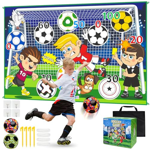 Dr.Rapeti 60 x 40 inch Set di Giochi di Calcio per Bambini, Set da Gioco con Pallone da Calcio per Bambini, Gioco del Lancio del Calcio, Giochi da Esterno per Bambini