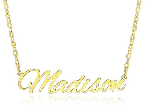 MMXX Personalisierte Namenskette Personalisierte Vergoldete Namensschild-Halskette für Frauen Silber/Roségold Namens-Anhänger-Halskette mit Geburtsstein Schmuck für Tochter/Mutter -A1
