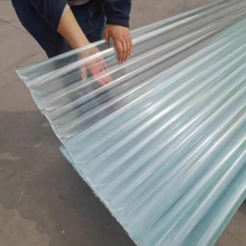 Fogli Pretagliati di Vetroresina Ondulata,Copertura Tettoia,Lastra Resistente ai Raggi UV de Serre,Pannelli da Tetto Trasparente,Antipioggia Pensilina Tettoia,con Viti (0.9x0.6m/35x24in,1 Pcs)