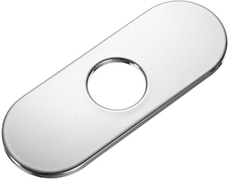 sourcing map 6 Inch Sink Faucet Hole Cover, Stainless Steel Oval Deck Plate Faucet Escutcheon Kitchen Sink Plate for 1 or 3 Holes Kitchen Bathroom Sink, Silver